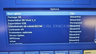 GE Ultrasound Vivid S6 - YOM 03/2014 - S/W 12.2 one probe plug to be repaired see picture -one missing wheel housing - cosmetic damage ( see picture) Options ATO/ASO - TM anatomic - tissue velocity imaging and tissue tracking - logiq view - virtual convex - 9