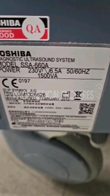 Toshiba Ultrasound Xario SSA-660A - YOM 02/2013 - w/ PVT-661VT probe YOM 11/2012 (locker of the probe is missing) - Sony digital graphic printer UP-D897 *LGM1326626/99B12Y2444* - 12