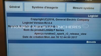 GE Ultrasound Logiq F8 - YOM 2017/04 - S/W R2.0.4 - Options - Basic w/ GE Probe L6-12-RS - YOM 2016/09 (Powers up) *626610WX0* - 13