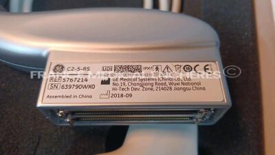 GE Ultrasound Versana Essential - YOM 06/2018 - S/W R1.0.6 w/ GE Probes L5-11-RS - 2018/09 and C2-5-RS - YOM 2018/09 (Powers up) *6021855WX0* - 13