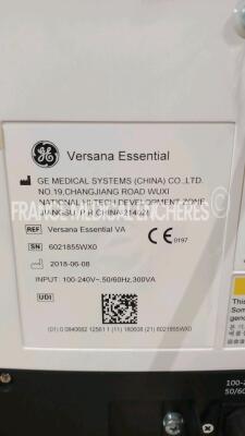 GE Ultrasound Versana Essential - YOM 06/2018 - S/W R1.0.6 w/ GE Probes L5-11-RS - 2018/09 and C2-5-RS - YOM 2018/09 (Powers up) *6021855WX0* - 16