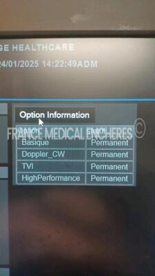 GE Ultrasound Versana Premier - YOM 2019 - S/W R1.0.3 - Options - Basic - Doppler CW - TVI - HighPerformance (Powers up) *6040754WX0* - 7