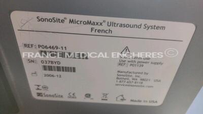 SonoSite Ultrasound MicroMaxx - YOM 2006 w/ SonoSite Probes C60e/5-2 - YOM 2006 and ICT/8-5 - YOM 2006 (Powers up) *037BYD* - 10