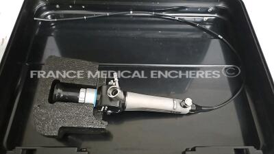 Olympus Tracheal Intubation Fiberscope LF-GP Engineer report : Optical system issue on image ,Angulation no fault found , Insertion tube no fault found , Light transmission no fault found , Channels no fault found , Leak in the distal sheath *1413778*