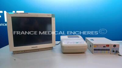 Mixed Lot Including 1 x Nidek Green Laser Photocoagulator GYC-1000 (Powers up) - 1 x Philips Patient Monitor IntelliVue MP70 (No Power) and 1 Nihon Kohden Electrocardiograph ECG-1350K (No Power)