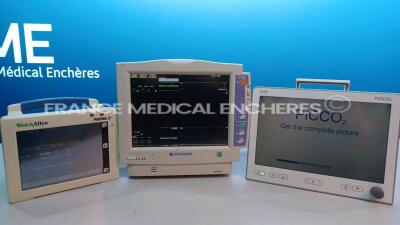 Mixed lot including 1 x Welch Allyn Patient Monitor Propaq CS w/ Power supply - S/W 3.60 - 1 x Nihon Kohden Patient Monitor BSM-5135K - YOM 2011 and 1 x Pulsion Patient Monitor PiCCO2 - S/W V3.1.0.10A - YOM 2010 (All Power up) *05304030/00474/K108500686