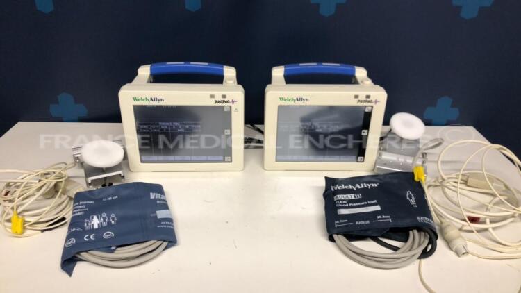 Lot of Welch Allyn Patient Monitors Propaq 246 - YOM 2004 - S/W 3.50.00 w/ Adult NIPB cuffs and ECG hoses (Powers up)