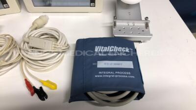 Lot of 2 WelchAllyn Patient Monitors Propaq CS - S/W 3.50.00 w/ ECG sensors and cuffs (Both power up) - 4