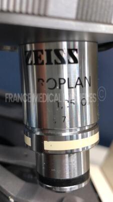 Zeiss Microscope Axioskop w/ Binoculars PL10x/20 - Optic Achroplan 20x/0.45 and Optic Achroplan 50x/0.90 Orl and Optic Achroplan 1.25 Oil (Powers up) - 8