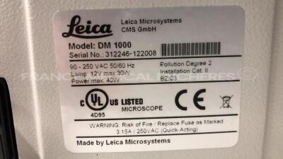 Leica Microscope DM 1000 - YOM 2009 w/ Binoculars PL10x/20 - Optic Hi Plan 100x/1.25 and Optic Hi Plan 20x/0.40 and Optic Hi Plan 40x/0.65 (Powers up) - 13