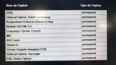 Philips Ultrasound IE33 - YOM 12/2005 - S/W 5.2.1.245 - Options 2DQ - Clinical Option Adult Cardiology - Acquisition Protocol (Stress Echo) - Netlink DICOM 3.0 - Language Option French - diagnostic error Code 503 w/ Philips Probe L11-3 and Philips Transdu - 9