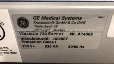 GE Ultrasound Voluson 730 Expert - YOM 2007 - S/W 5.3.0 - Options - DICOM - SRI II - Activation BT w/ GE Probe RAB4-8L - YOM 2008 and GE Probe 4C-A - YOM 2019 and GE Probe RIC5-9H - YOM 2006 and Sony Printer UP-897 MD and Footswitch (Powers up) - 25