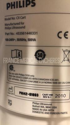 Philips Ultrasound CX50 - YOM 11/2010 - S/W 2.0.3 - Options Acute care - DICOM network -3D manual - Integration mode -Physical - SonoCT - TDI w/ Philips Probe L12-3 and Philips Probe C5-1 and Philips Cart CX - YOM 2010 ( Powers up) - 22