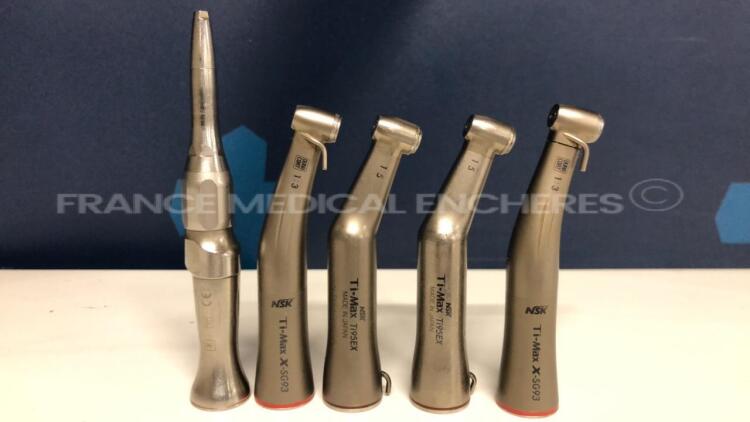 Lot of 2 NSK Dental Handpieces Ti-Max Ti95EX and 2 NSK Dental Handpieces Ti-Max X-SG93 and 1 NSK Dental Handpiece SGS-E2S