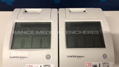 Lot of 2 Siemens Urine Analysers Clinitek Status + - YOM 2020 and 2017 - S/W 2.630.001 and 2.620.002 - no power supplies (Both power up) - 4