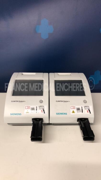 Lot of 2 Siemens Urine Analysers Clinitek Status + - YOM 2018 - S/W 2.620.001 and 2.620.001 - no power supplies (Both power up)