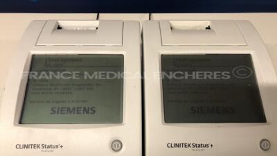 Lot of 2 Siemens Urine Analysers Clinitek Status + - YOM 2018 - S/W 2.620.001 and 2.620.001 - no power supplies (Both power up) - 5