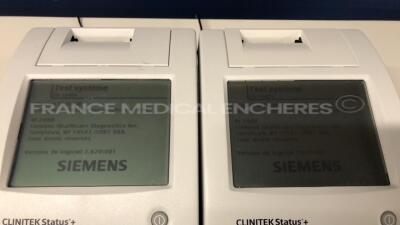 Lot of 2 Siemens Urine Analysers Clinitek Status + - YOM 2018 and 2019 - S/W 2.620.001 no power supplies (Both power up) - 5