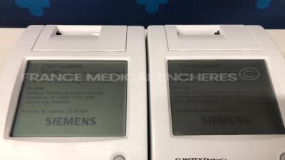 Lot of 2 Siemens Urine Analysers Clinitek Status + - YOM 2018 - S/W 2.620.001 - no power supplies (Both power up) - 4