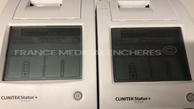 Lot of 2 Siemens Urine Analysers Clinitek Status + - YOM 2018 and 2020 - S/W 2.620.001 and 2.430.001 - no power supplies (Both power up) - 4