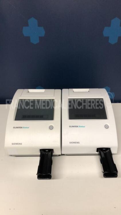 Lot of 2 Siemens Urine Analysers Clinitek Status - S/W 2.000.022 and 2.500.002 - no power supplies (Both power up)