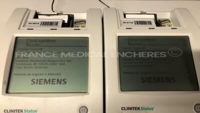 Lot of 2 Siemens Urine Analysers Clinitek Status - S/W 2.400.002 and 2.500.002 - no power supplies (Both power up) - 5