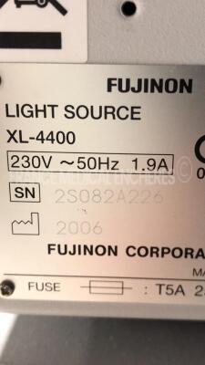 Lot of Fujinon Light Source XL 4400 - YOM 2006 and Fujinon Video Processor VP 4400 - YOM 2006 and Fujinon Monitor 1V432A213 - YOM 2008 and Fujinon Keyboard DK-4400 (All power up) - 10