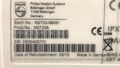 Lot of Philips Fetal Monitor Series 50 XM - YOM 2004 w/ Philips Base Station for Transducer Fetal Monitor Avalon CTS - YOM 02/2013 and Transducer US and Transducer TOCO and ECG Sensor and Philips Adult Cuff (Both power up) - 11