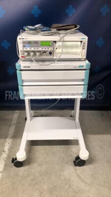 Philips Fetal Monitor Series 50 XMO - YOM 2003 w/ transducers Cardio 1 and Cardio 2 and TOCO and NPB sensors - no power cable (Powers up)