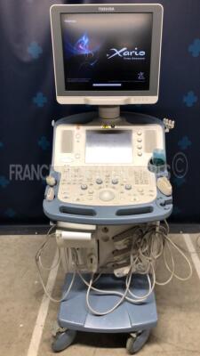 Toshiba Ultrasound Xario SSA-680A - YOM 2011 w/ Toshiba Probe 5S1 YOM 01/2013 and Toshiba Probe 11MC4 YOM 12/2016 and Toshiba Probe 18L7 YOM 02/2020 and Toshiba Probe 6C1 YOM 07/2012 and Sony Digital Graphic Printer UP-D897 ( Powers up)