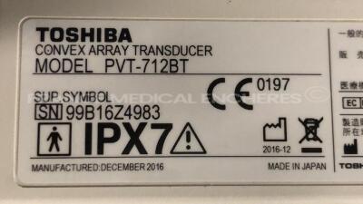 Toshiba Ultrasound Xario SSA-680A - YOM 2011 w/ Toshiba Probe 5S1 YOM 01/2013 and Toshiba Probe 11MC4 YOM 12/2016 and Toshiba Probe 18L7 YOM 02/2020 and Toshiba Probe 6C1 YOM 07/2012 and Sony Digital Graphic Printer UP-D897 ( Powers up) - 18