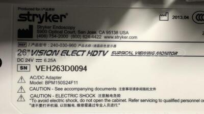 Stryker Tower including Stryker Insufflator 40L High Flow Insufflator and Stryker Camera System 1188HD High Definition Camera - YOM 2007 and Stryker Camera 1188HD and Stryker Monitor 26" Vision Elect HDTV - YOM 2013 and Stryker Cart ST-4 - YOM 2013 (All p - 11