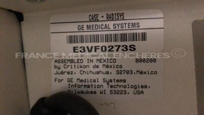 Lot of GE Stress Test Case Radisys w/ Marquette Effort Treadmill T2000 - YOM 2003 (No power) and SunTech Vital Signs Monitor Tango - YOM 2003 ( No power) - misssing password for the GE Case software - 20