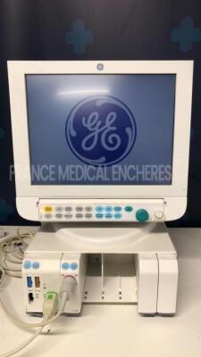 GE Patient Monitor D-FDP15-00 - YOM 2008 w/ GE module rack FCU 8 11 VG1 GE YOM 2008 - E-RESTN module (SPO2/T1-T2/PNI/ECG - E-NMT module (Powers up)