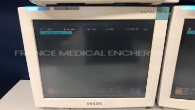 Lot of 2 Philips Patient Monitors MP70 - YOM 2003 w/ Philips module racks (Both power up) - 3