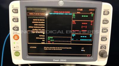 Lot of 2 GE Vital Signs Monitors Dash 2500 - w/ ECG and SPO2 sensors (Both power up) - 4