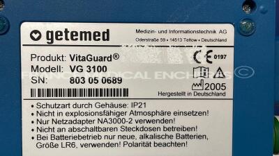 Getemed Vital Signs Monitor VitaGuard VG3100 - YOM 2005 w/ ECG Hose (Powers up) - 5