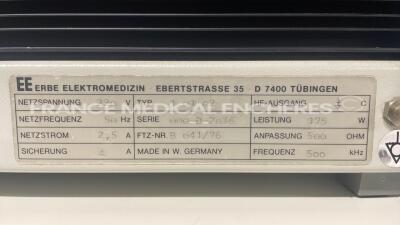 Erbe Electrosurgical Unit Erbotom T 175 w/ Erbe Light Source LP 4005 - no power cable (Powers up) - 6