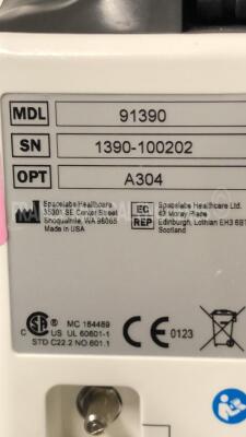 Lot of 2 Spacelabs Patient Monitors Qube - S/W 3.05.10 w/ ECG sensors and SPO2 sensors and Cuffs - Both power up - 8
