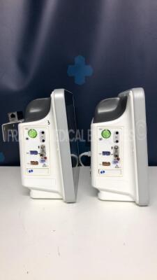 Lot of 2 Spacelabs Patient Monitors Qube - S/W 3.05.10 w/ ECG sensors and SPO2 sensors and Cuffs - Both power up - 3