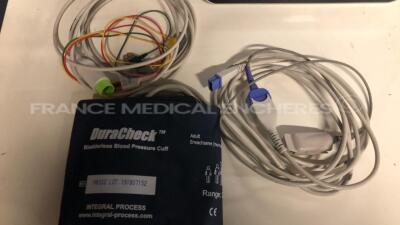 Lot of 2 Spacelabs Patient Monitors Qube - S/W 3.05.10 w/ ECG sensors and SPO2 sensors and Cuffs - Both power up - 5