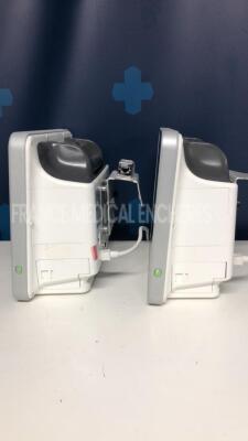 Lot of 2 Spacelabs Patient Monitors Qube - S/W 3.05.10 w/ ECG sensors and SPO2 sensors and Cuffs - Both power up - 2