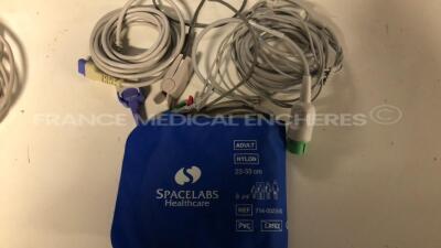 Lot of 2 Spacelabs Patient Monitors Qube - S/W 3.05.10 w/ ECG sensors and SPO2 sensors and Cuffs - Both power up - 7