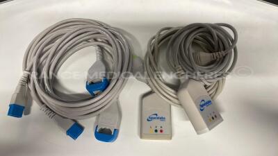 Lot of 2 GE Patient Monitors Qube - S/W 3.05.10 w/ ECG sensors and SPO2 hoses - Both power up - 4