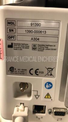 Spacelabs Patient Monitor Qube - S/W 3.05.10 w/ ECG sensor and SPO2 sensor and Cuff - Powers up - 6