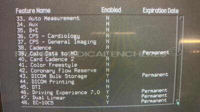 Acuson Ultrasound Sequoia 512 - YOM 2000 - S/W 7.2 - Options Calc data to MO - Dicom bulk storage - Driving experience 7.0 - Dual linear - Extended trigger - GI auto doppler - Native tissue harmonic - OB calc - Vascular calc - Webpro w/ Acuson Probe 6C2 - 8