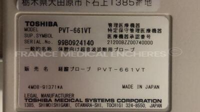 Toshiba Ultrasound SSA-790A Aplio XG - YOM 03/2009 w/ Toshiba Probe PLT-604AT and Toshiba Probe PVT-375BT - YOM 2012 and Toshiba Probe PLT-1204AT and Toshiba Probe PST-25BT - YOM 2009 and Toshiba Probe PVT-661VT - YOM 2009 (Powers up) - 31