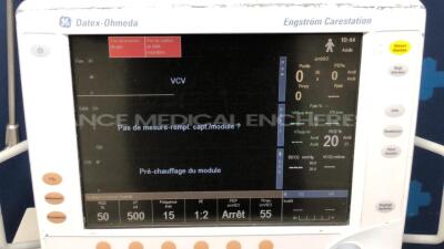 GE Datex Ohmeda Ventilator Engstrom Carestation - YOM 2008 - S/W 05.05 - Count 58270 h (Powers up) - 5