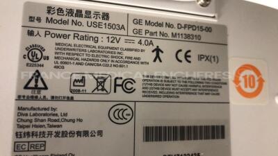 GE Patient Monitor D-FDP15-00 - YOM 2008 w/ Datex Ohmeda module rack F-CU8.08 - YOM 2002 w/ modules NMT / ECG Resp / PNI (Both power up) - 8