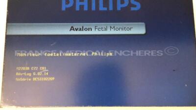 Philips Fetal Monitor Avalon FM30 - YOM 2006- S/W 6.02.14 w/ 1 Transducer US and 1 Transducer TOCO (Powers up) - 2